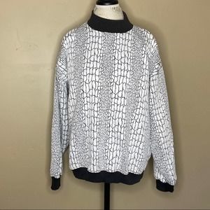 Vtg Koman Large Black & White Pullover Sweatshirt